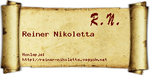 Reiner Nikoletta névjegykártya